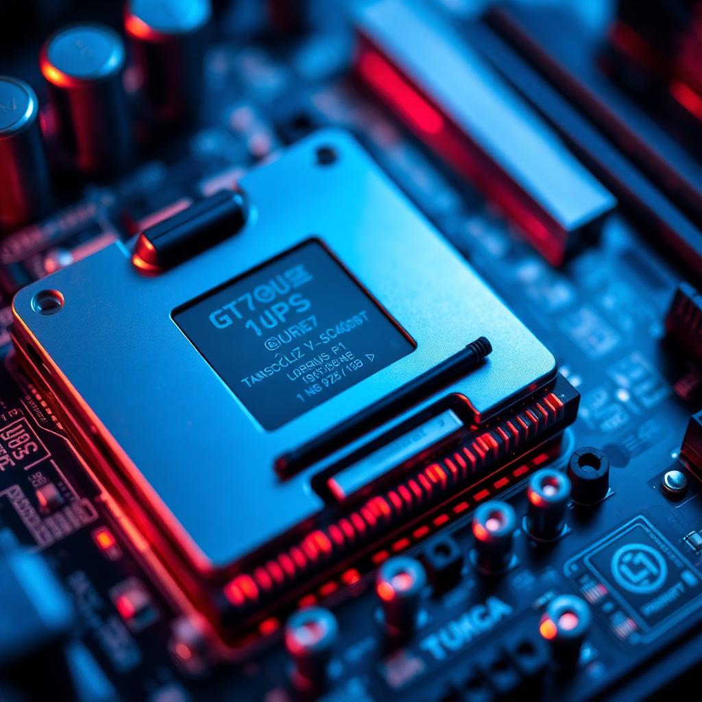 Placa-mãe com iluminação vermelha e azul
