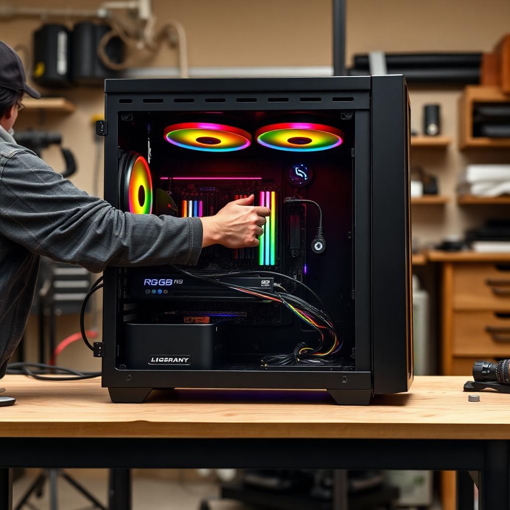 Montagem de PC gamer na bancada